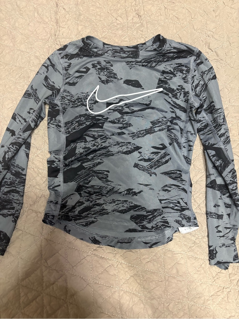 Nike Boys Long-Sleeve Grey Dri-FIT Performance Top